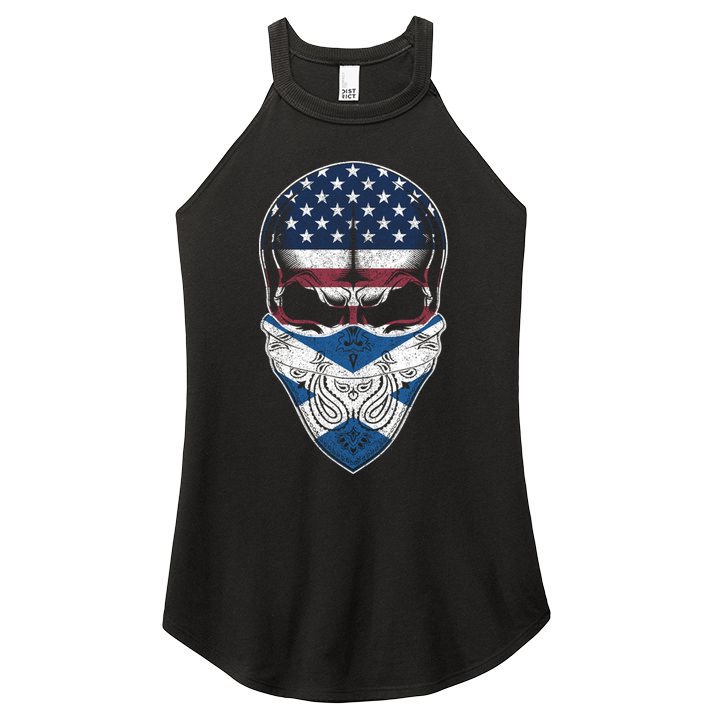 Usa Scotland Roots Gift Scottish American Flag Skull Cool Gift Women's Perfect Tri Rocker Tank