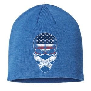 Usa Scotland Roots Gift Scottish American Flag Skull Cool Gift Sustainable Beanie