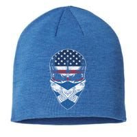 Usa Scotland Roots Gift Scottish American Flag Skull Cool Gift Sustainable Beanie