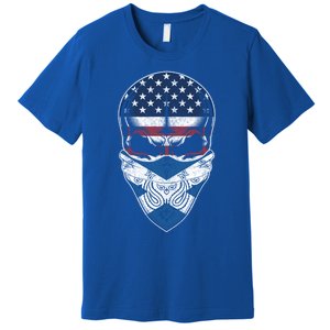 Usa Scotland Roots Gift Scottish American Flag Skull Cool Gift Premium T-Shirt