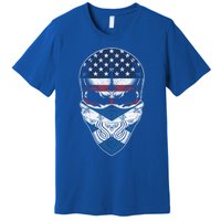 Usa Scotland Roots Gift Scottish American Flag Skull Cool Gift Premium T-Shirt