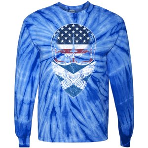 Usa Scotland Roots Gift Scottish American Flag Skull Cool Gift Tie-Dye Long Sleeve Shirt