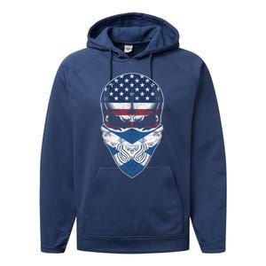 Usa Scotland Roots Gift Scottish American Flag Skull Cool Gift Performance Fleece Hoodie