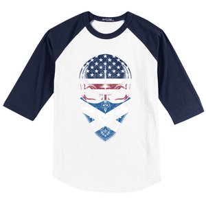 Usa Scotland Roots Gift Scottish American Flag Skull Cool Gift Baseball Sleeve Shirt