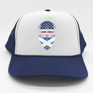 Usa Scotland Roots Gift Scottish American Flag Skull Cool Gift Trucker Hat