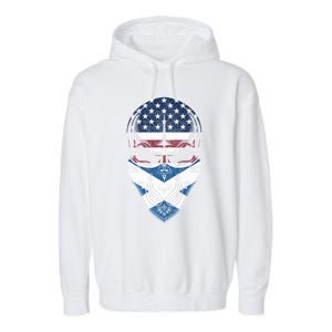 Usa Scotland Roots Gift Scottish American Flag Skull Cool Gift Garment-Dyed Fleece Hoodie