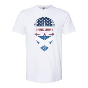 Usa Scotland Roots Gift Scottish American Flag Skull Cool Gift Softstyle CVC T-Shirt