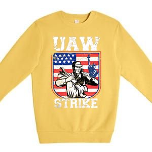 UAW Strike Red United Auto Workers Picket Sign Design Premium Crewneck Sweatshirt