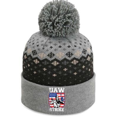 UAW Strike Red United Auto Workers Picket Sign Design The Baniff Cuffed Pom Beanie