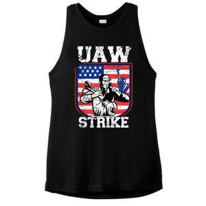 UAW Strike Red United Auto Workers Picket Sign Design Ladies PosiCharge Tri-Blend Wicking Tank