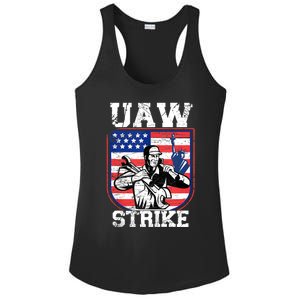 UAW Strike Red United Auto Workers Picket Sign Design Ladies PosiCharge Competitor Racerback Tank