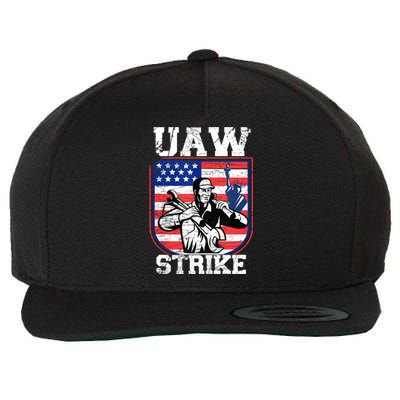 UAW Strike Red United Auto Workers Picket Sign Design Wool Snapback Cap