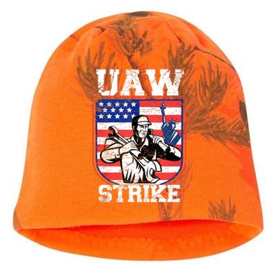 UAW Strike Red United Auto Workers Picket Sign Design Kati - Camo Knit Beanie