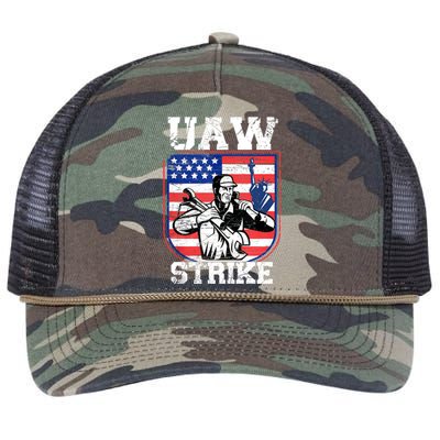 UAW Strike Red United Auto Workers Picket Sign Design Retro Rope Trucker Hat Cap