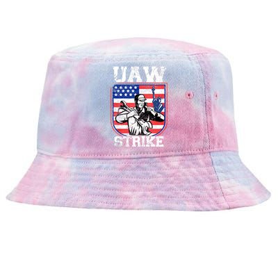 UAW Strike Red United Auto Workers Picket Sign Design Tie-Dyed Bucket Hat