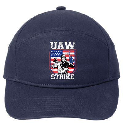 UAW Strike Red United Auto Workers Picket Sign Design 7-Panel Snapback Hat