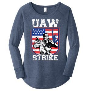 UAW Strike Red United Auto Workers Picket Sign Design Women's Perfect Tri Tunic Long Sleeve Shirt