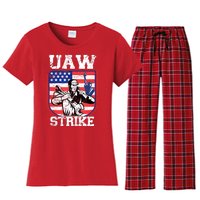 UAW Strike Red United Auto Workers Picket Sign Design Women's Flannel Pajama Set