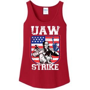 UAW Strike Red United Auto Workers Picket Sign Design Ladies Essential Tank