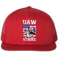 UAW Strike Red United Auto Workers Picket Sign Design Flat Bill Trucker Hat