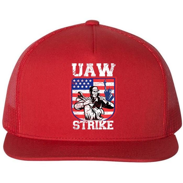 UAW Strike Red United Auto Workers Picket Sign Design Flat Bill Trucker Hat