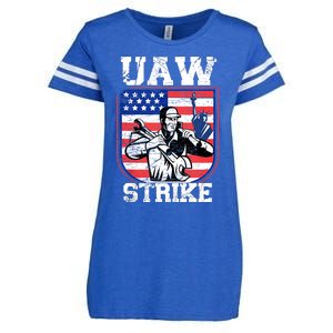 UAW Strike Red United Auto Workers Picket Sign Design Enza Ladies Jersey Football T-Shirt