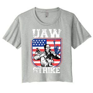 UAW Strike Red United Auto Workers Picket Sign Design Women's Crop Top Tee