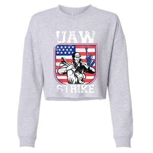 UAW Strike Red United Auto Workers Picket Sign Design Cropped Pullover Crew