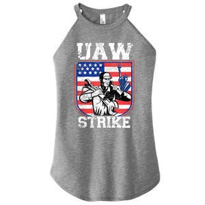 UAW Strike Red United Auto Workers Picket Sign Design Women's Perfect Tri Rocker Tank