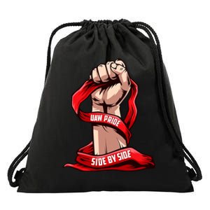 UAW Strike Red United Auto Workers Picket Sign Design Drawstring Bag