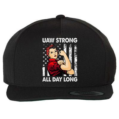 UAW Strike Red United Auto Workers Picket Sign Wool Snapback Cap