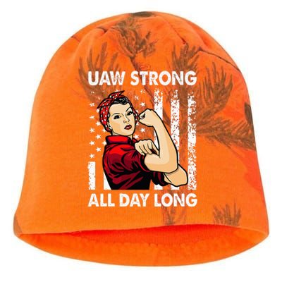 UAW Strike Red United Auto Workers Picket Sign Kati - Camo Knit Beanie