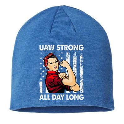 UAW Strike Red United Auto Workers Picket Sign Sustainable Beanie