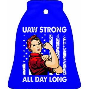 UAW Strike Red United Auto Workers Picket Sign Ceramic Bell Ornament