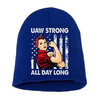 UAW Strike Red United Auto Workers Picket Sign Short Acrylic Beanie