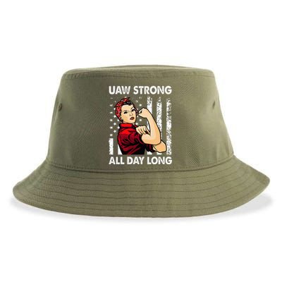 UAW Strike Red United Auto Workers Picket Sign Sustainable Bucket Hat