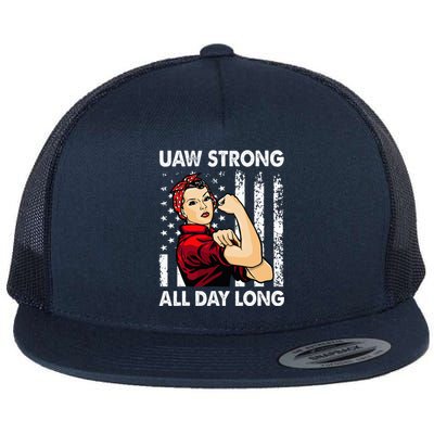 UAW Strike Red United Auto Workers Picket Sign Flat Bill Trucker Hat