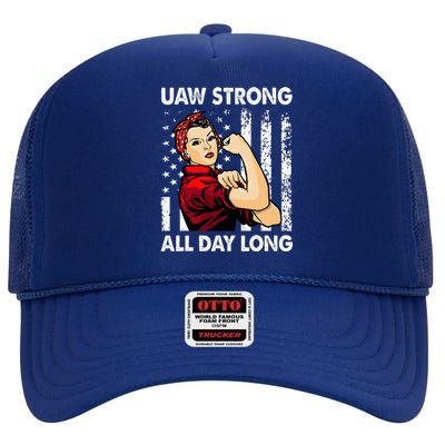 UAW Strike Red United Auto Workers Picket Sign High Crown Mesh Back Trucker Hat