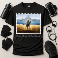 Ukraine Stamp Russian Warship Go F Yourself Island Of Heroes Ukrainian Cooling Performance Crew T-Shirt