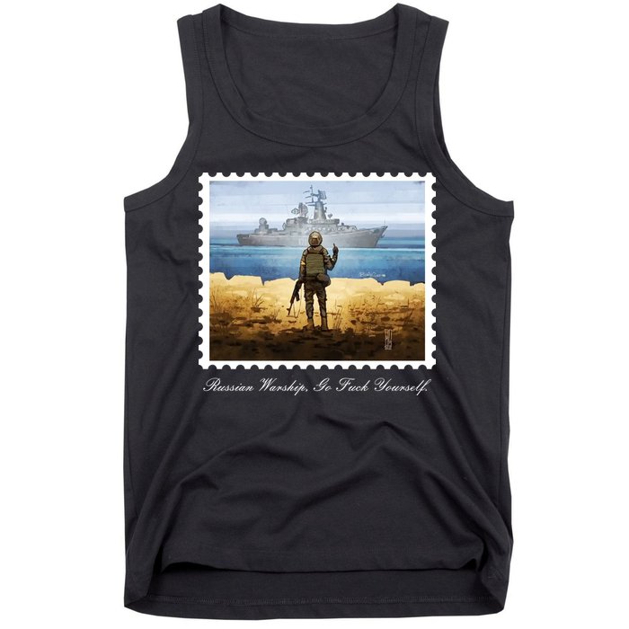 Ukraine Stamp Russian Warship Go F Yourself Island Of Heroes Ukrainian Tank Top