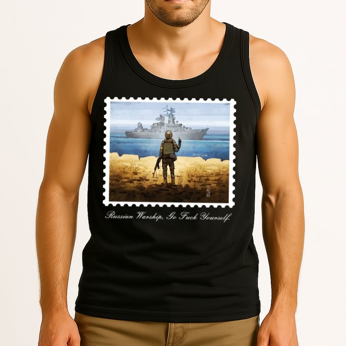 Ukraine Stamp Russian Warship Go F Yourself Island Of Heroes Ukrainian Tank Top