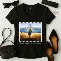 Ukraine Stamp Russian Warship Go F Yourself Island Of Heroes Ukrainian Women's V-Neck T-Shirt