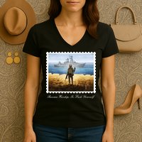 Ukraine Stamp Russian Warship Go F Yourself Island Of Heroes Ukrainian Women's V-Neck T-Shirt
