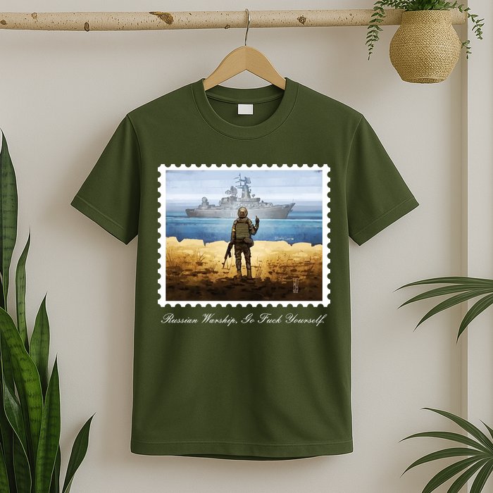 Ukraine Stamp Russian Warship Go F Yourself Island Of Heroes Ukrainian T-Shirt