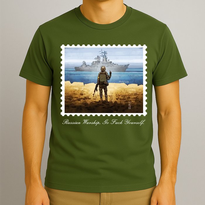Ukraine Stamp Russian Warship Go F Yourself Island Of Heroes Ukrainian T-Shirt