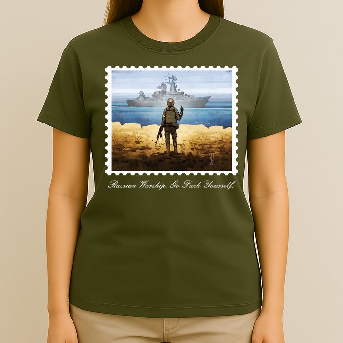 Ukraine Stamp Russian Warship Go F Yourself Island Of Heroes Ukrainian T-Shirt