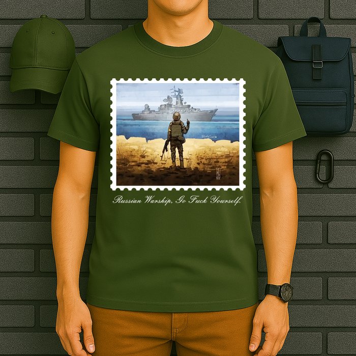 Ukraine Stamp Russian Warship Go F Yourself Island Of Heroes Ukrainian T-Shirt