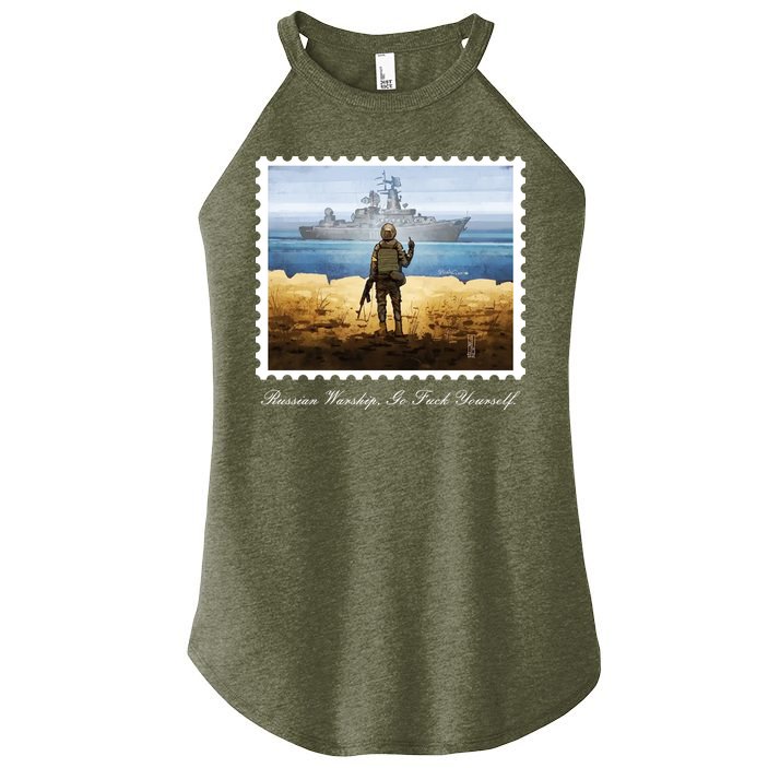 Ukraine Stamp Russian Warship Go F Yourself Island Of Heroes Ukrainian Women's Perfect Tri Rocker Tank