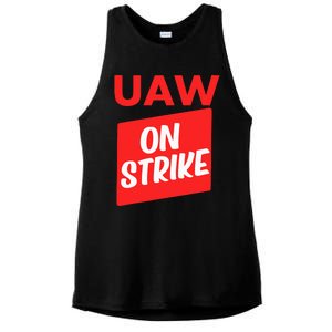 UAW Strike Red United Auto Workers Picket Sign Ladies PosiCharge Tri-Blend Wicking Tank