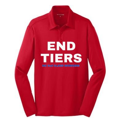 UAW Strike Red United Auto Workers Picket Sign End Tiers Silk Touch Performance Long Sleeve Polo